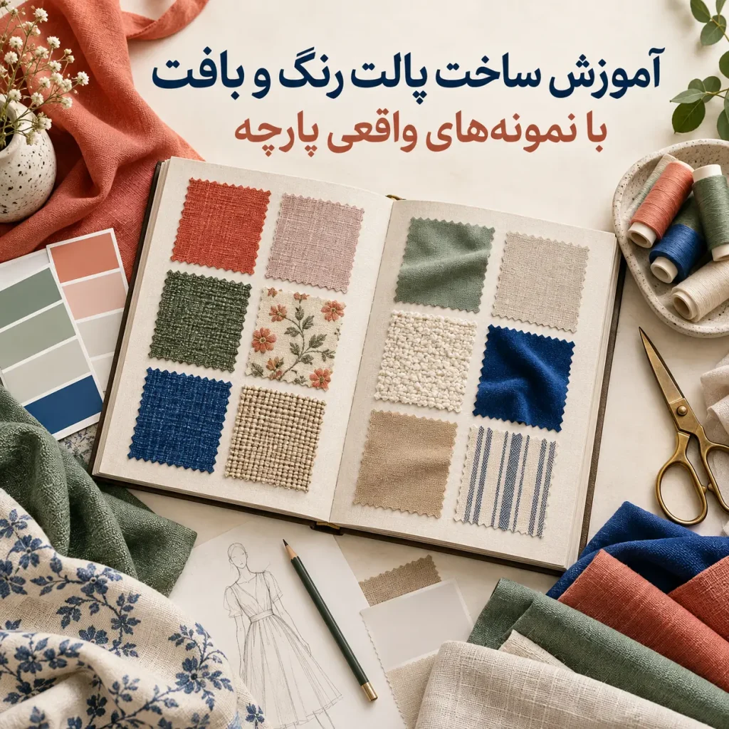 مودبرد پارچه برای طراحی کالکشن لباس با نمونه‌های رنگ و بافت